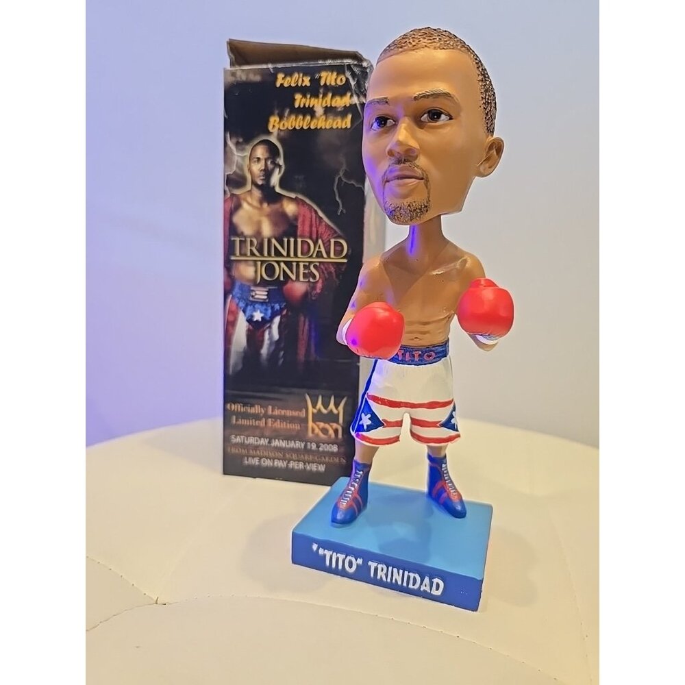 Boxer Boxing Bobblehead FELIX TITO TRINIDAD Roy JONES 2008 BOX Don KING Rare